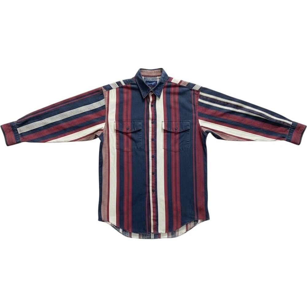 Wrangler X-Long Tails Western Shirt Mens 16.5x36 Striped Long Sleeve~Large Tall - Picture 2 of 12